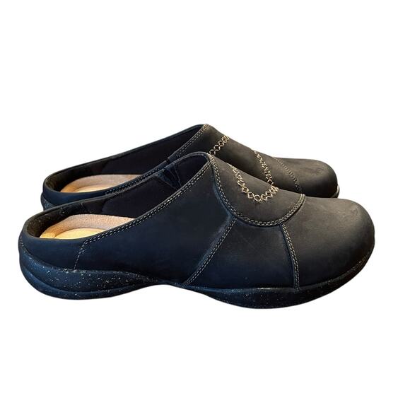 Clarks Shoes - Clarks Roseville Faye Clogs Black Leather Slip On Mules Size 9 Comfort Shoes